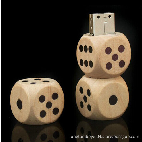 Wooden Dice-Shaped USB Flash Drive